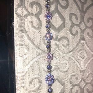 Purple and pink crystal flower bracelet